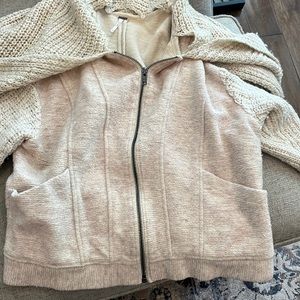 Free People wool jacket with detachable wrap scarf.